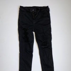American Eagle black high-rise distressed jeggings